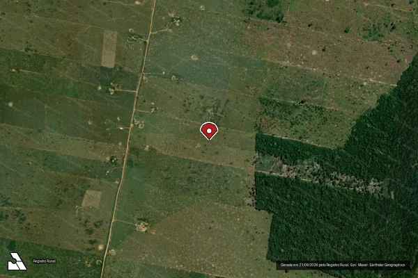 Imagem de satélite de Infração da Flora em Porto Velho - RO (marcador da localização)
