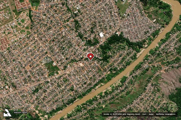 Imagem de satélite de Infração Ambiental em Rio Branco - AC (marcador da localização)