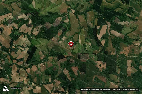 Imagem de satélite de Infração Ambiental em Prudentópolis - PR (marcador da localização)