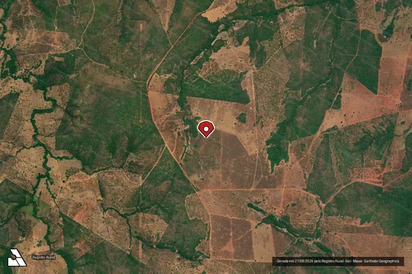 Imagem de satélite de Infração Ambiental em Palmeirópolis - TO (marcador da localização)
