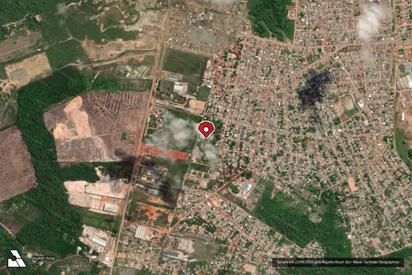 Imagem de satélite de Infração da Flora em Santarém - PA (marcador da localização)