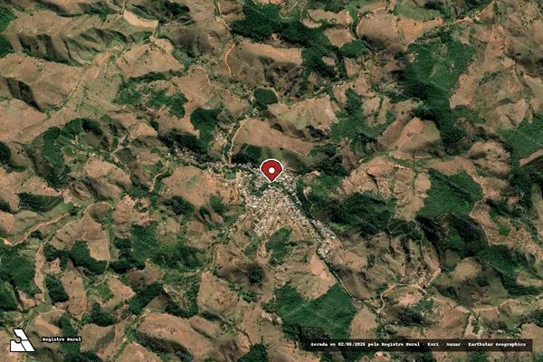 Imagem de satélite de Infração Ambiental em Chalé - MG (marcador da localização)
