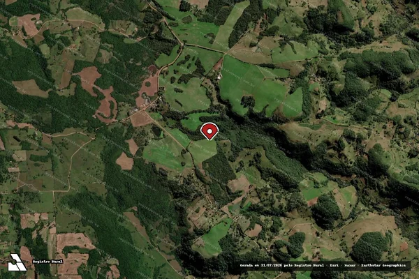 Imagem de satélite de Desmatamento em Toropi - RS (marcador da localização)