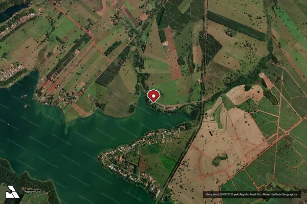 Imagem de satélite de Infração Ambiental em Três Fronteiras - SP (marcador da localização)