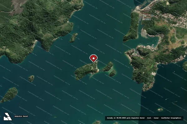 Imagem de satélite de Infração Ambiental em Angra dos Reis - RJ (marcador da localização)