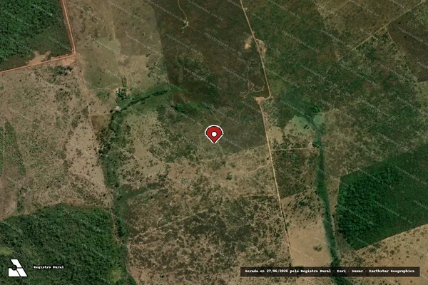 Imagem de satélite de Desmatamento em Confresa - MT (marcador da localização)