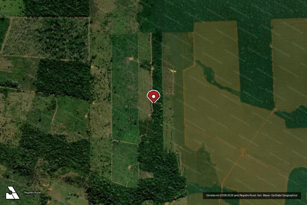 Imagem de satélite de Infração Ambiental em Alto Paraíso - RO (marcador da localização)
