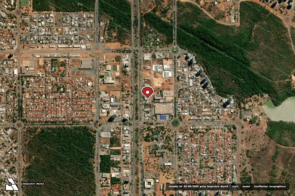 Imagem de satélite de Infração Ambiental em Goiatins - TO (marcador da localização)