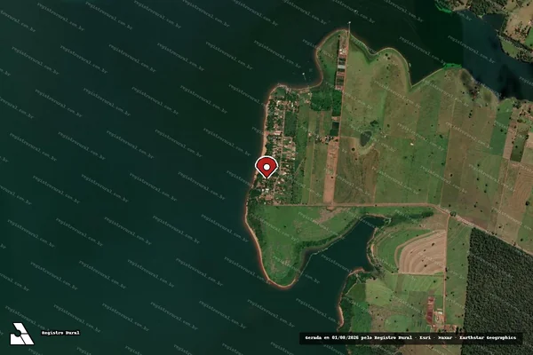 Imagem de satélite de Infração Ambiental em Rubinéia - SP (marcador da localização)