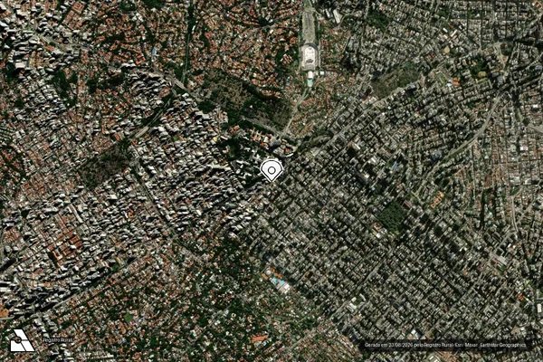 Imagem de satélite de Infração Ambiental em São Paulo - SP (marcador da localização)