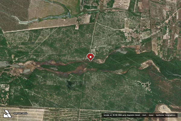 Imagem de satélite de Infração Ambiental em Itarema - CE (marcador da localização)