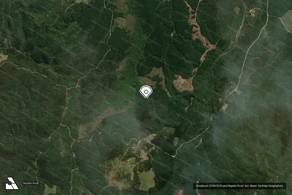Imagem de satélite de Infração Ambiental em Monte Castelo - SC (marcador da localização)