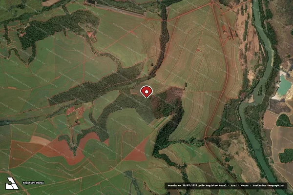 Imagem de satélite de Infração Ambiental em Guariba - SP (marcador da localização)