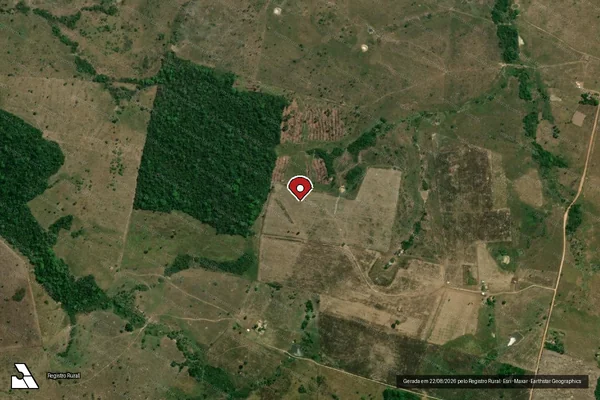 Imagem de satélite de Infração da Flora em Tucumã - PA (marcador da localização)
