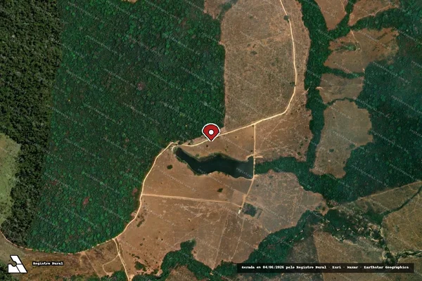 Imagem de satélite de Infração Ambiental em Novo Progresso - PA (marcador da localização)
