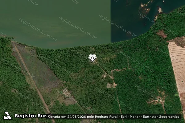 Imagem de satélite de Infração Ambiental em Vila Rica - MT (marcador da localização)