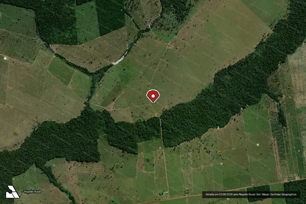 Imagem de satélite de Infração da Flora em São Francisco do Guaporé - RO (marcador da localização)