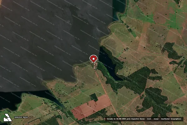 Imagem de satélite de Infração Ambiental em Santa Clara D'Oeste - SP (marcador da localização)
