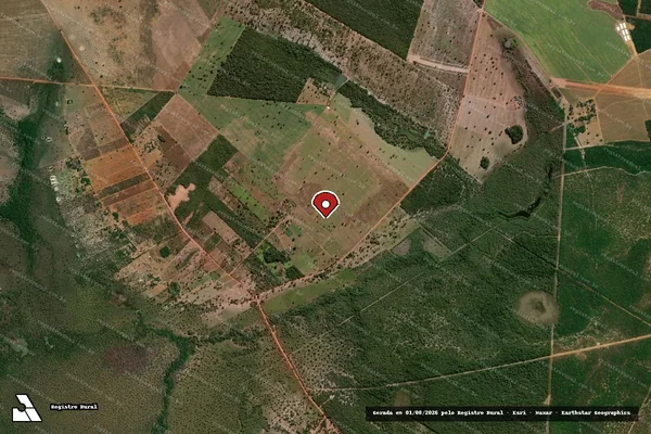 Imagem de satélite de Infração Ambiental em Cocalinho - MT (marcador da localização)