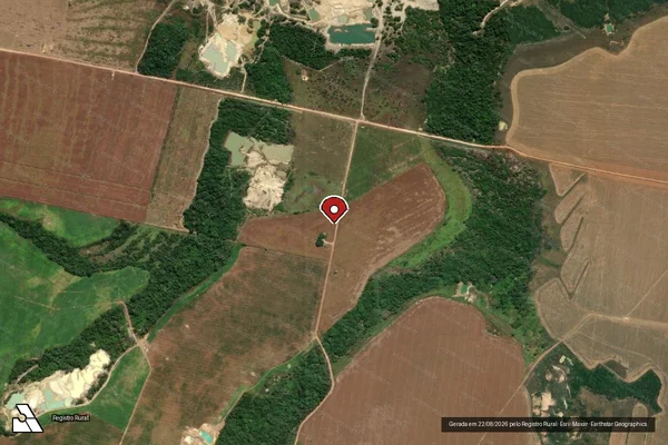Imagem de satélite de Infração da Flora em Terra Nova do Norte - MT (marcador da localização)
