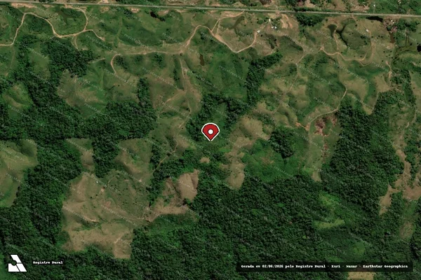 Imagem de satélite de Infração da Flora em Tarauacá - AC (marcador da localização)