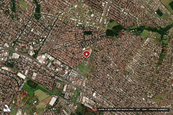 Imagem de satélite de Infração Ambiental em Maringá - PR (marcador da localização)