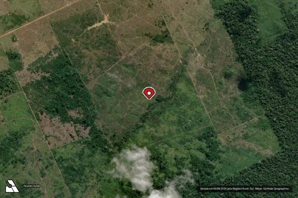 Imagem de satélite de Infração Ambiental em Lábrea - AM (marcador da localização)