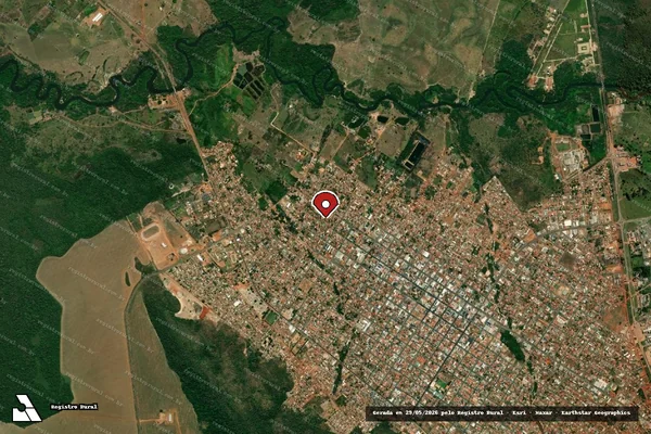 Imagem de satélite de Infração Ambiental em Pontes e Lacerda - MT (marcador da localização)