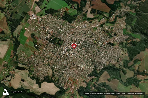 Imagem de satélite de Infração Ambiental em Quedas do Iguaçu - PR (marcador da localização)