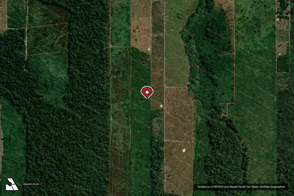 Imagem de satélite de Infração da Flora em Candeias do Jamari - RO (marcador da localização)
