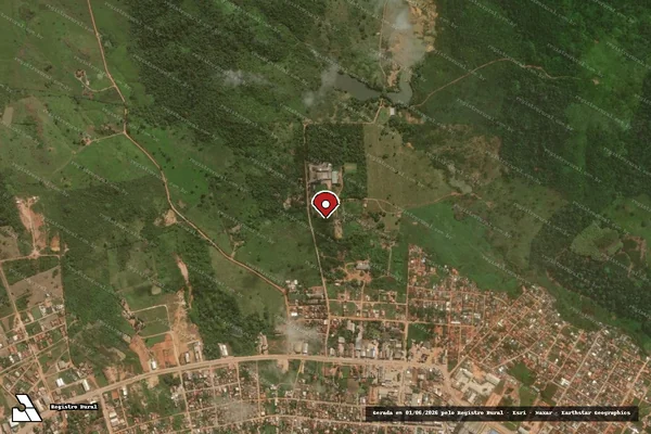Imagem de satélite de Infração da Flora em Tucumã - PA (marcador da localização)