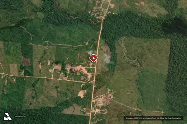 Imagem de satélite de Infração Ambiental em Humaitá - AM (marcador da localização)