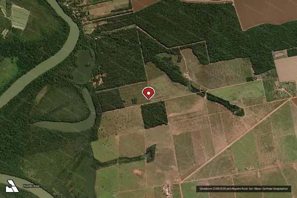 Imagem de satélite de Desmatamento em Sinop - MT (marcador da localização)