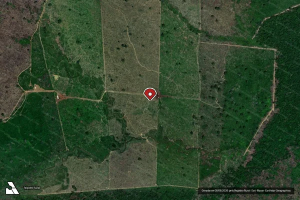 Imagem de satélite de Infração Ambiental em Lábrea - AM (marcador da localização)