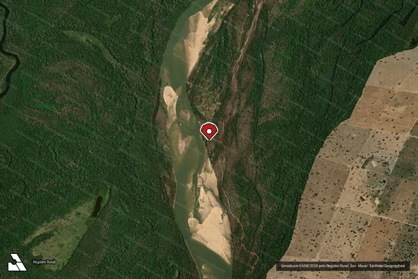 Imagem de satélite de Infração da Flora em Aruanã - GO (marcador da localização)