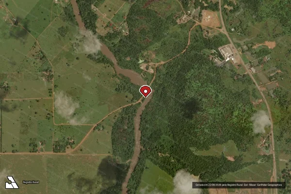 Imagem de satélite de Infração Ambiental em Ariquemes - RO (marcador da localização)