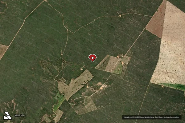 Imagem de satélite de Infração da Flora em Euclides da Cunha - BA (marcador da localização)