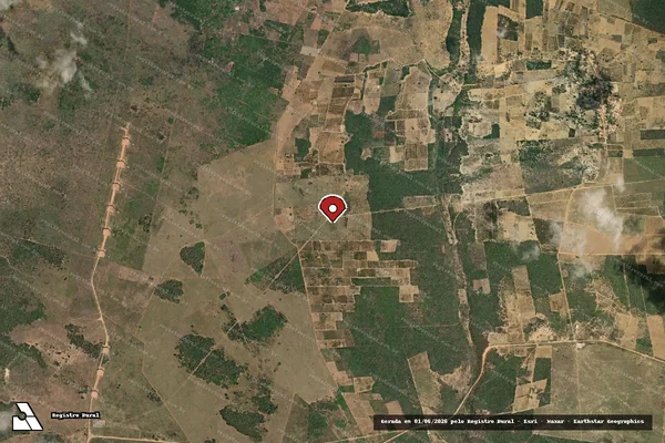 Imagem de satélite de Infração da Flora em Bonito - BA (marcador da localização)