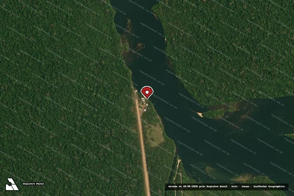 Imagem de satélite de Infração Ambiental em Apiacás - MT (marcador da localização)