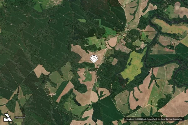 Imagem de satélite de Infração Ambiental em Mafra - SC (marcador da localização)