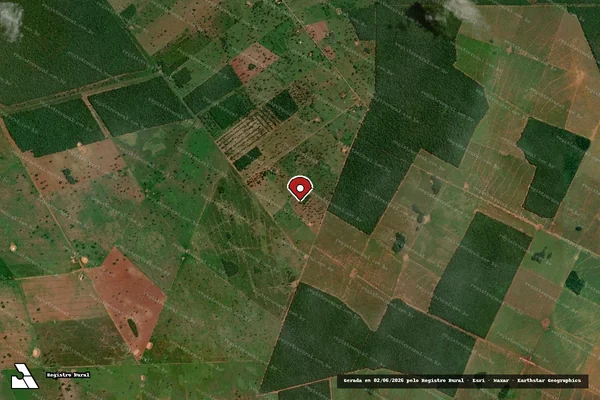 Imagem de satélite de Desmatamento em Cáceres - MT (marcador da localização)