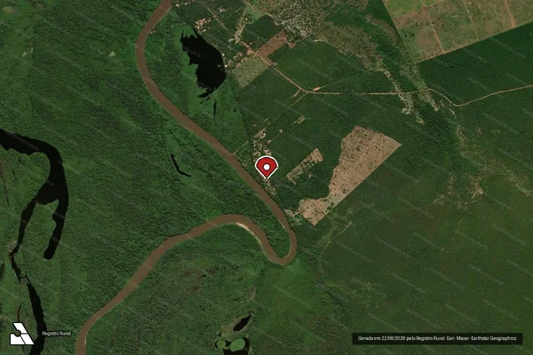 Imagem de satélite de Infração Ambiental em São Miguel do Araguaia - GO (marcador da localização)