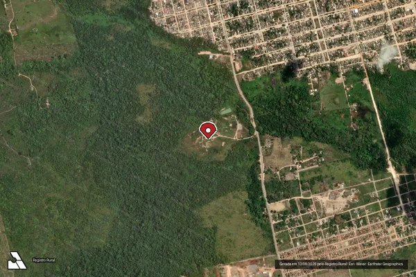 Imagem de satélite de Infração da Flora em Uruará - PA (marcador da localização)