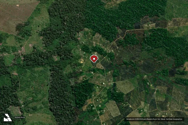 Imagem de satélite de Infração da Flora em Boca do Acre - AM (marcador da localização)