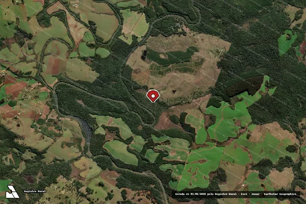 Imagem de satélite de Infração Ambiental em Lebon Régis - SC (marcador da localização)