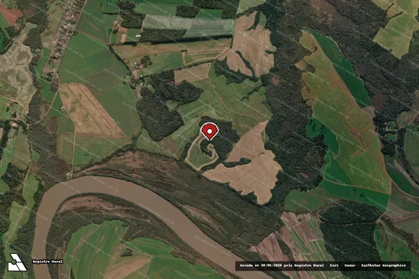 Imagem de satélite de Infração Ambiental em Paula Freitas - PR (marcador da localização)