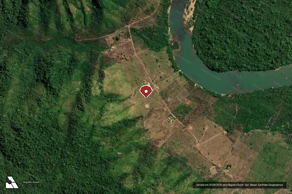 Imagem de satélite de Infração da Flora em São Félix do Xingu - PA (marcador da localização)