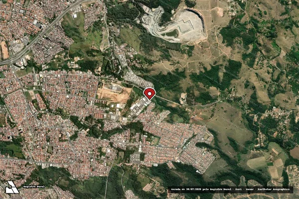 Imagem de satélite de Infração referente a Qualidade Ambiental em Votorantim - SP (marcador da localização)