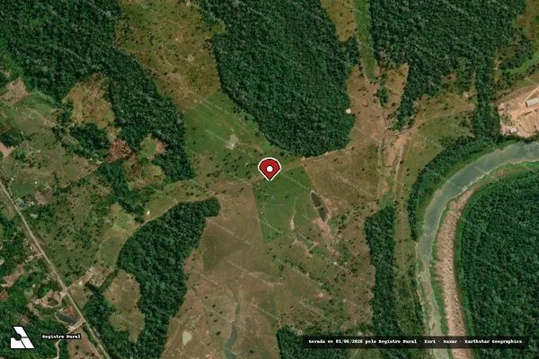 Imagem de satélite de Desmatamento em Manoel Urbano - AC (marcador da localização)