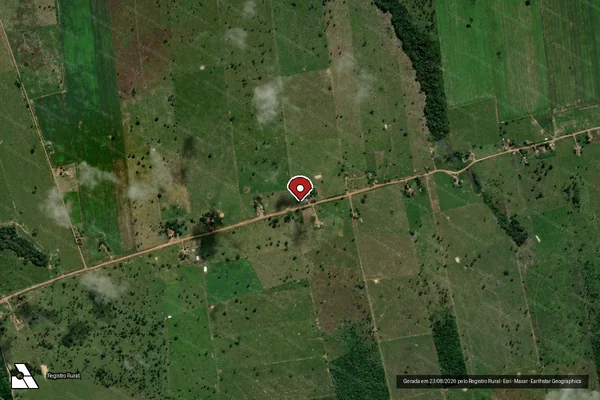 Imagem de satélite de Infração Ambiental em Nova Mamoré - RO (marcador da localização)